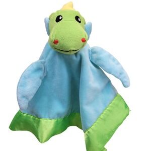 Aldi Little Journey Cuddle Buddy Dragon Lovey Baby Security Blanket Green Satin